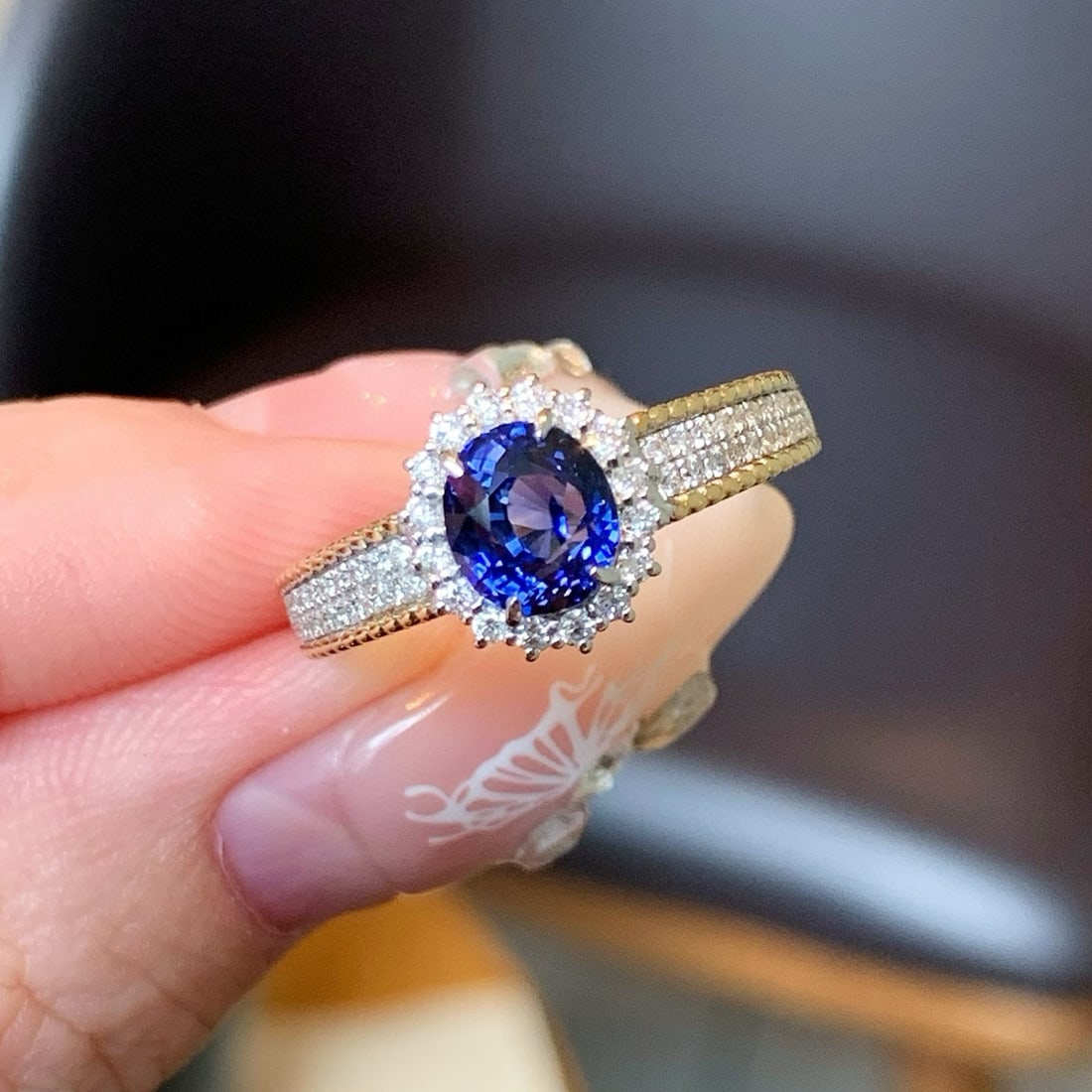 14k Gold 1.87 Ctw Natural Sapphire & Diamond Ring - 6