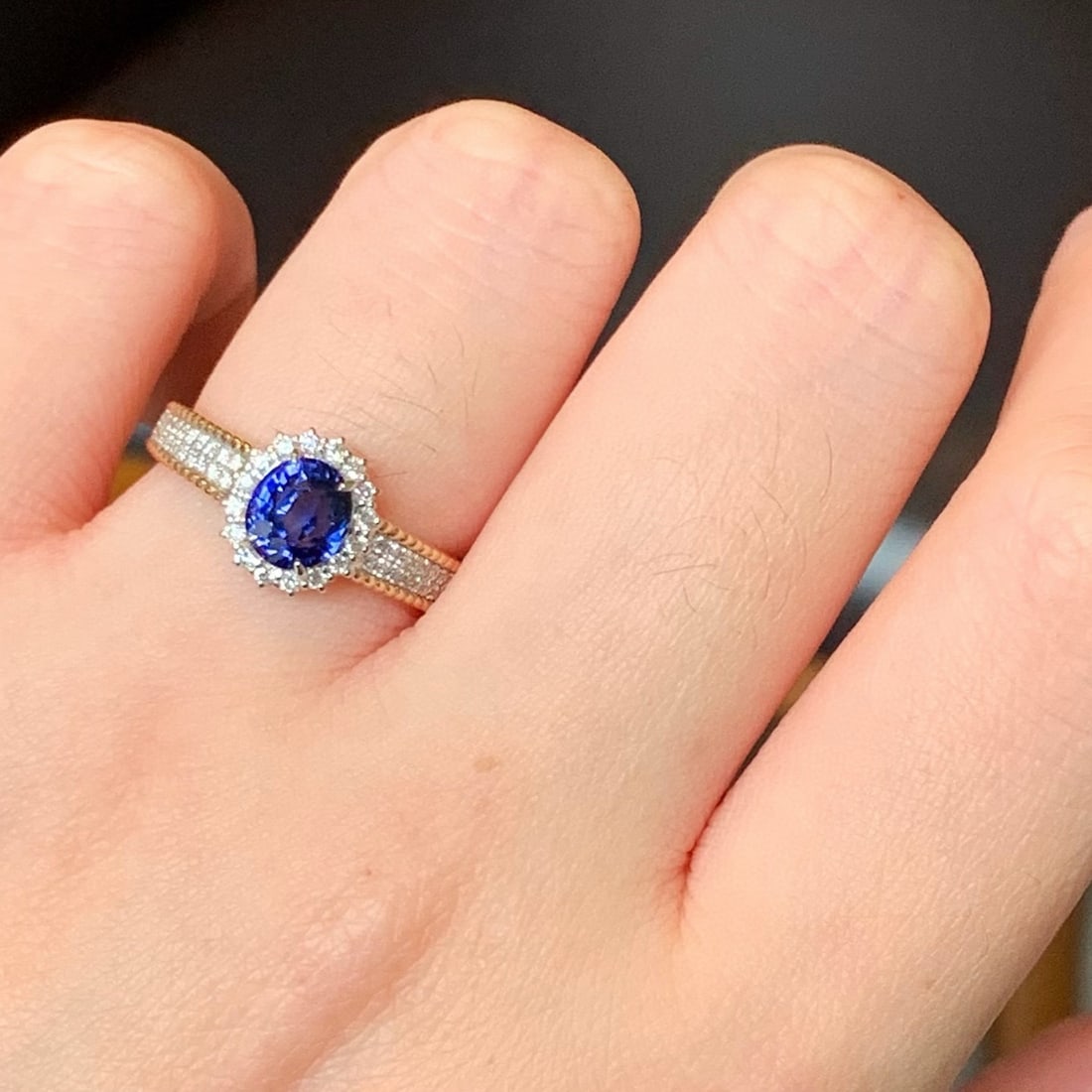 14k Gold 1.87 Ctw Natural Sapphire & Diamond Ring - 7