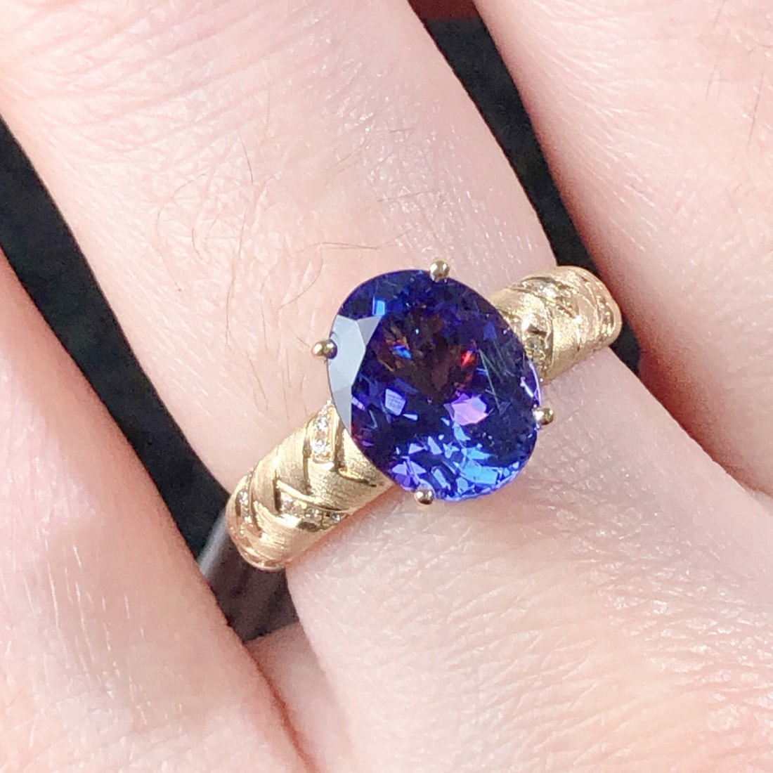 14k Gold 2.75 Ctw Natural Tanzanite & Diamond Ring - 5