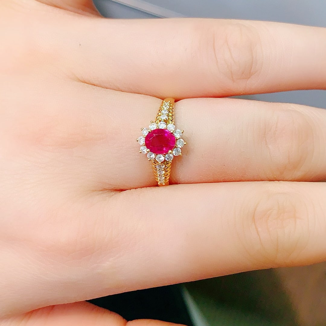 14k Gold 1.06 Ctw Natural Ruby & Diamond Ring - 6