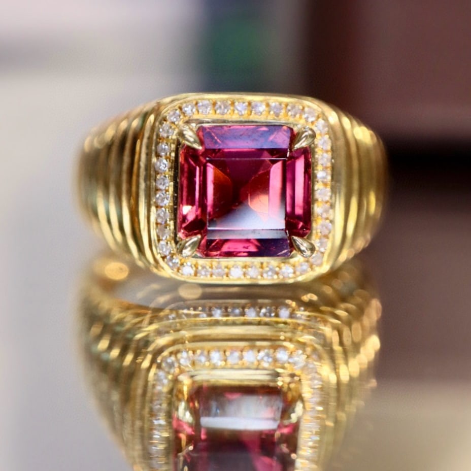 14k Gold 2.25 Ctw Natural Tourmaline & Diamond Ring - 5