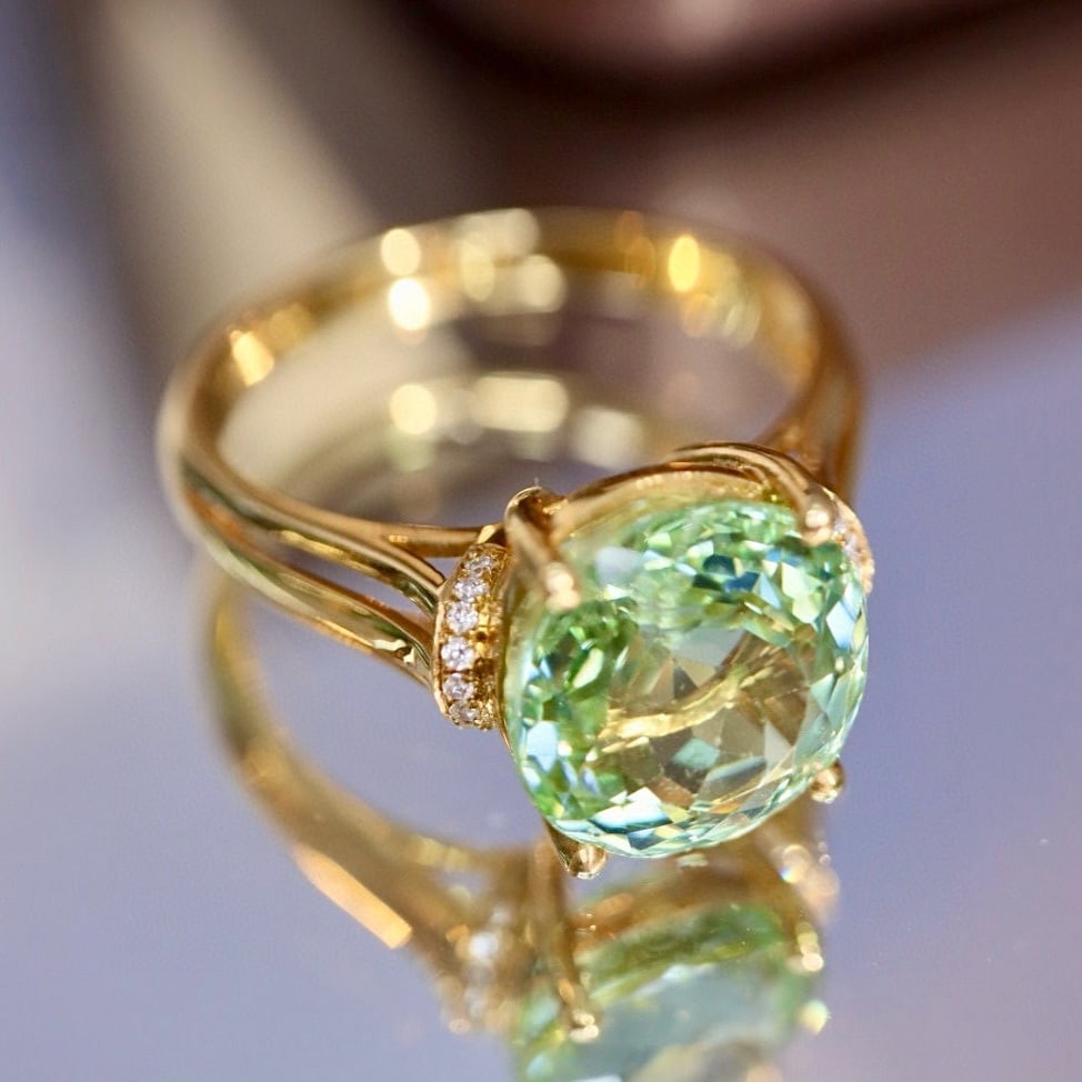 14k Gold 4.45 Ctw Natural Tourmaline & Diamond Ring - 7