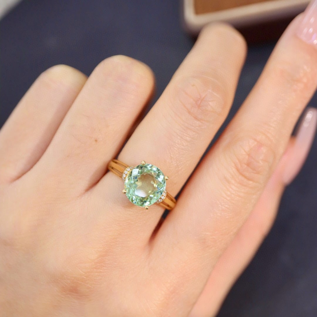 14k Gold 4.45 Ctw Natural Tourmaline & Diamond Ring - 8