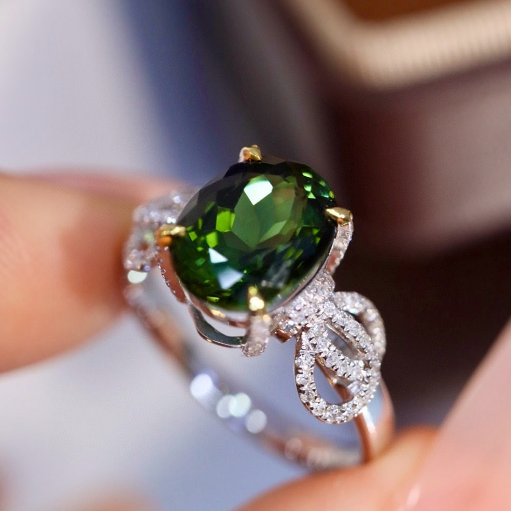 14k Gold 2.83 Ctw Natural Tourmaline & Diamond Ring - 2