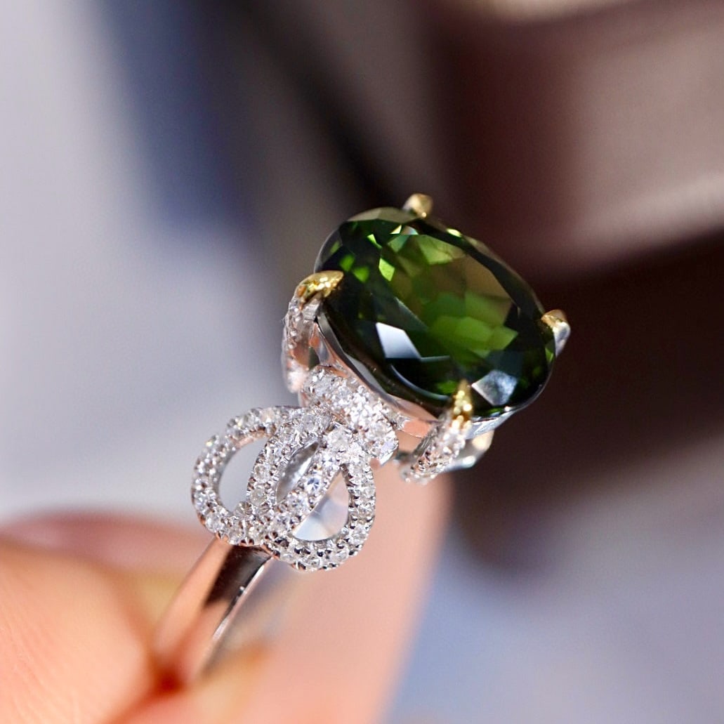 14k Gold 2.83 Ctw Natural Tourmaline & Diamond Ring - 3