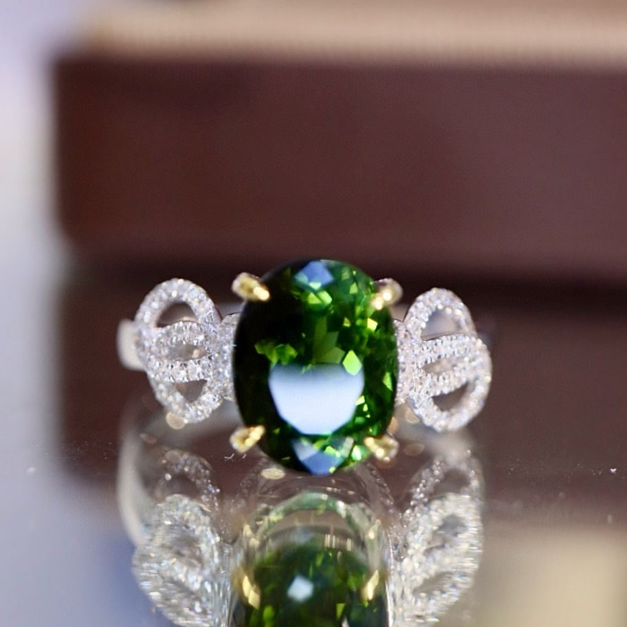 14k Gold 2.83 Ctw Natural Tourmaline & Diamond Ring - 4