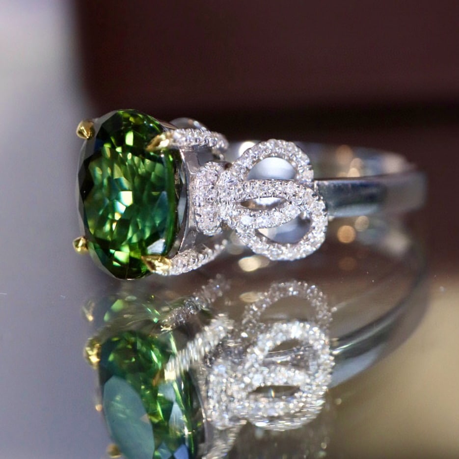 14k Gold 2.83 Ctw Natural Tourmaline & Diamond Ring - 5