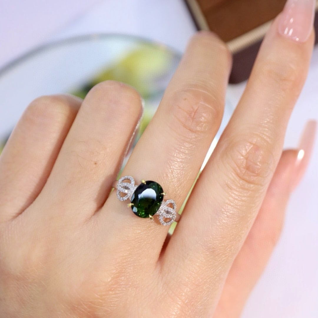 14k Gold 2.83 Ctw Natural Tourmaline & Diamond Ring - 6