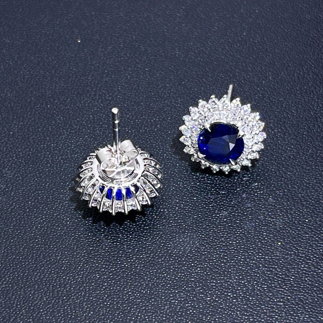 14k Gold 2.67 Ctw Vivid Blue Natural Sapphire & Diamond Earrings - 6