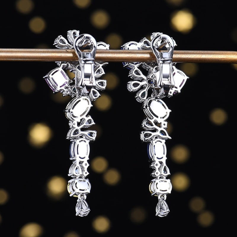 14k Gold 10.06 Ctw Natural Sapphire & Sapphire Earrings - 4