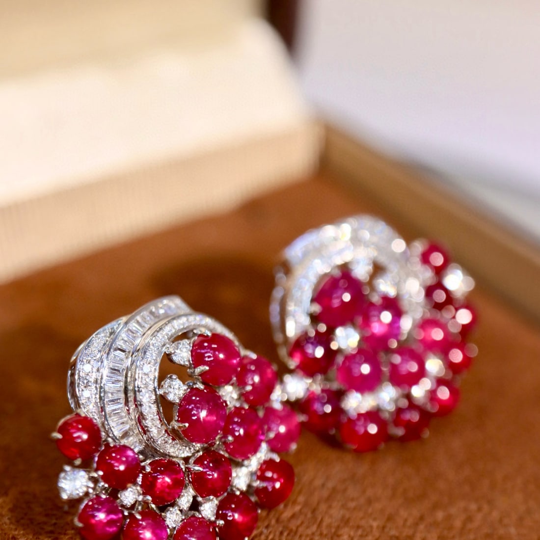 14k Gold 8.99 Ctw Natural Ruby & Diamond Earrings - 3