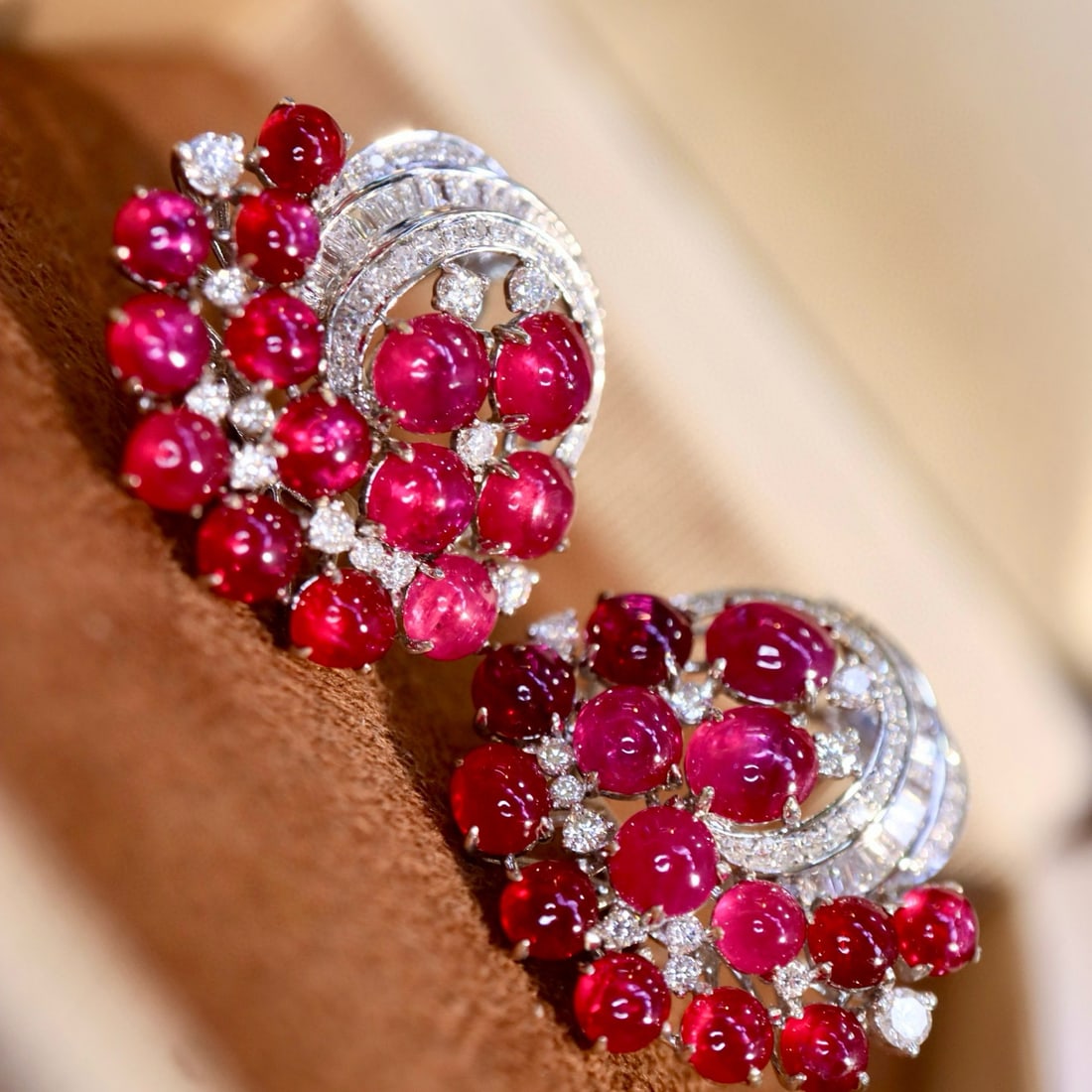 14k Gold 8.99 Ctw Natural Ruby & Diamond Earrings - 6