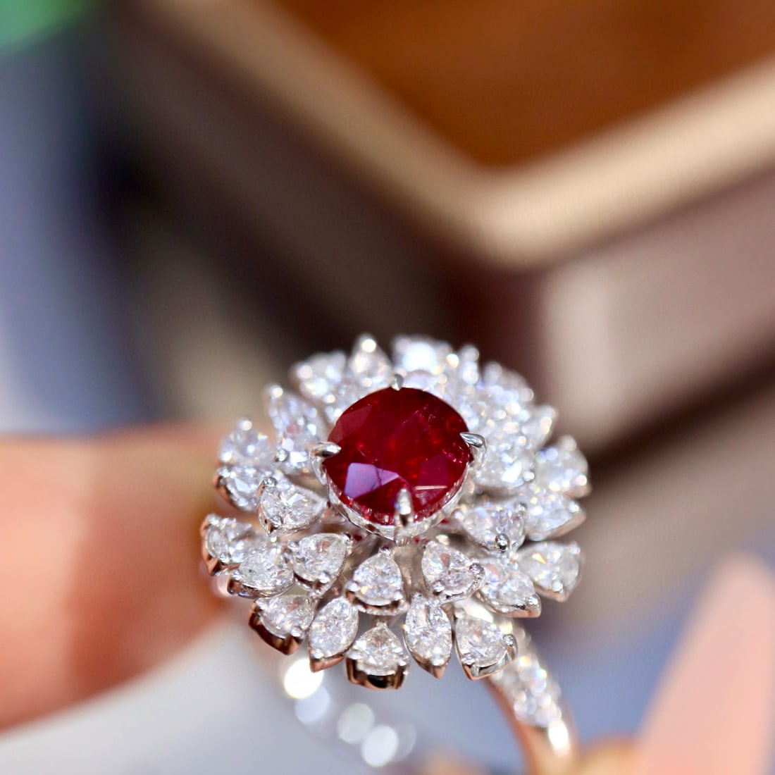 14k Gold 1.75 Ctw Vivid Red Natural Ruby & Diamond Ring - 2