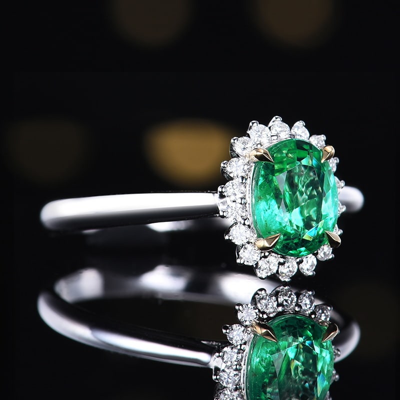 14k Gold 1.06 Ctw Natural Emerald & Diamond Ring - 3