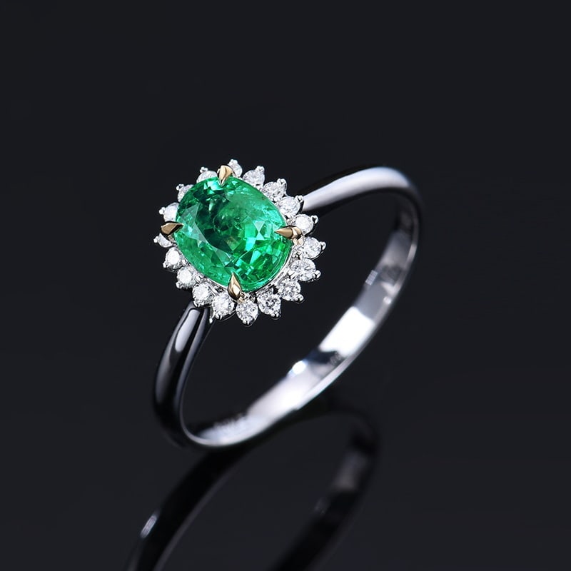 14k Gold 1.06 Ctw Natural Emerald & Diamond Ring - 5