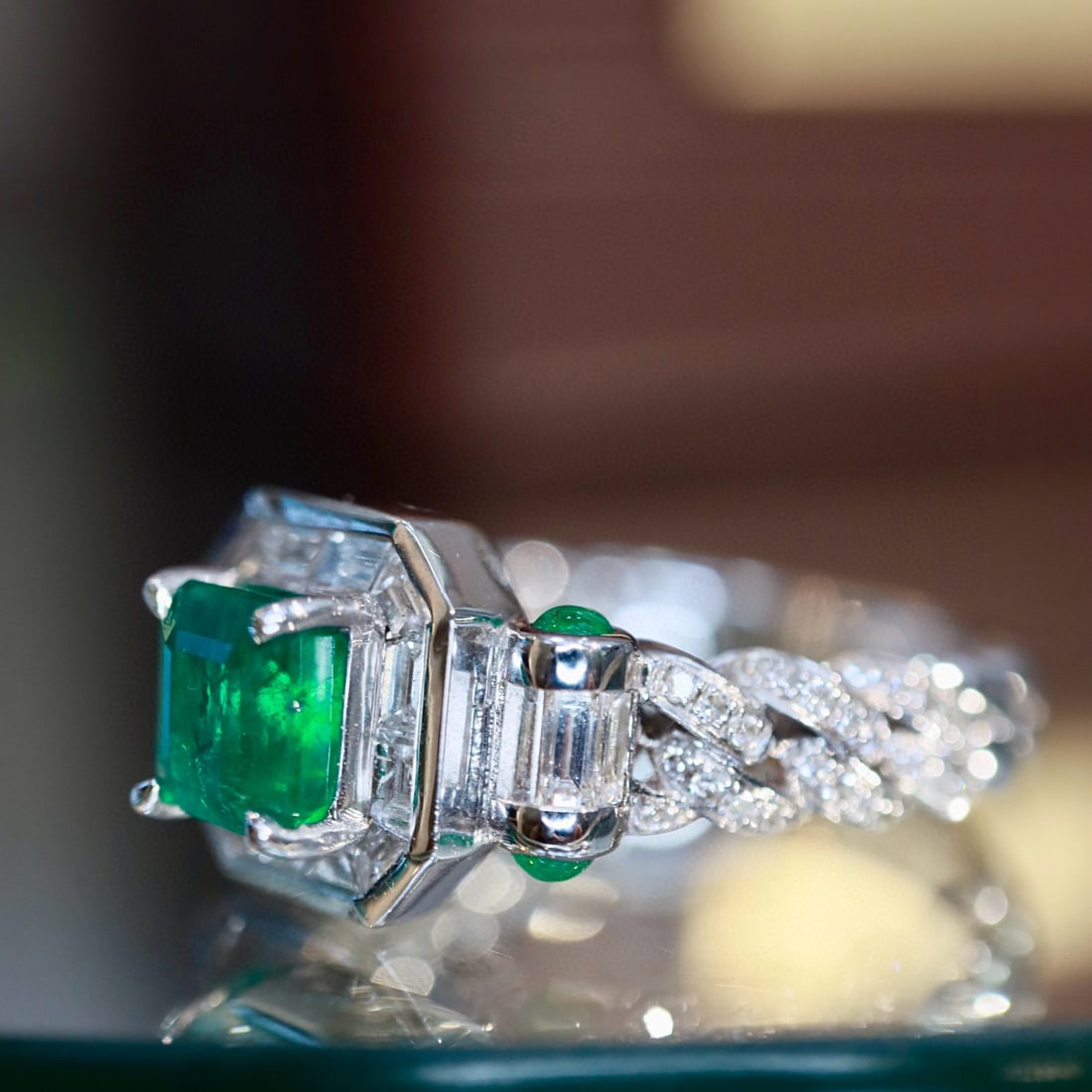 14k Gold 1.29 Ctw Natural Emerald & Diamond Ring - 3