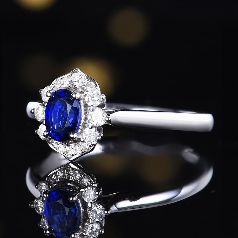 14k Gold 0.78 Ctw Natural Sapphire & Diamond Ring - 2