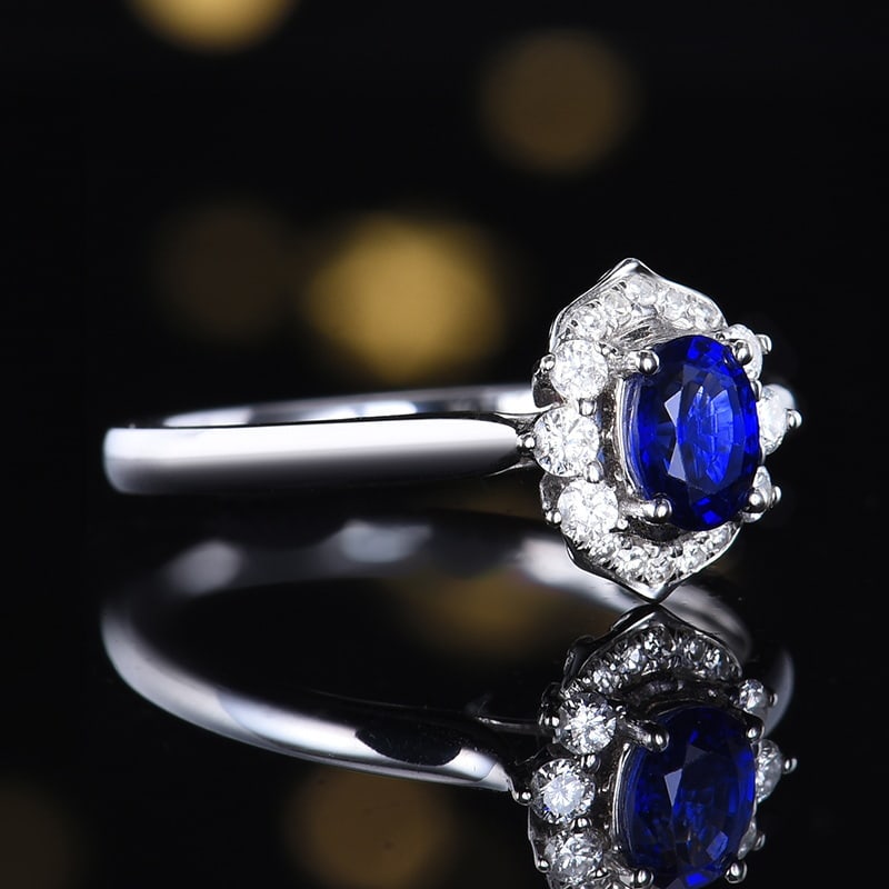 14k Gold 0.78 Ctw Natural Sapphire & Diamond Ring - 3