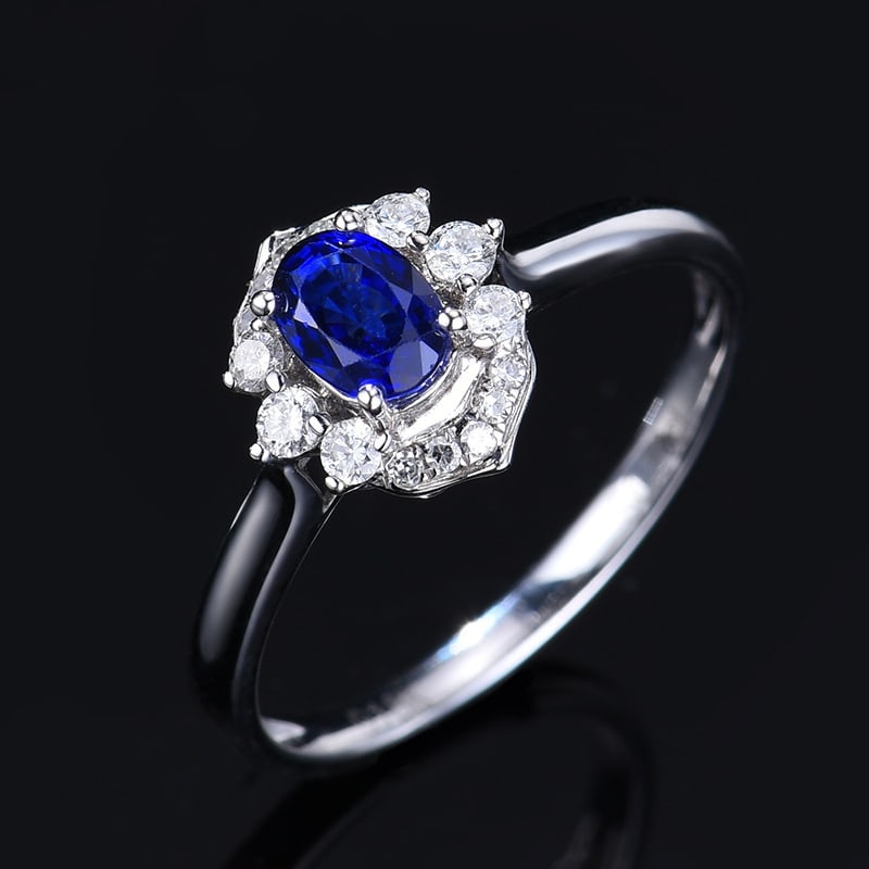 14k Gold 0.78 Ctw Natural Sapphire & Diamond Ring - 5