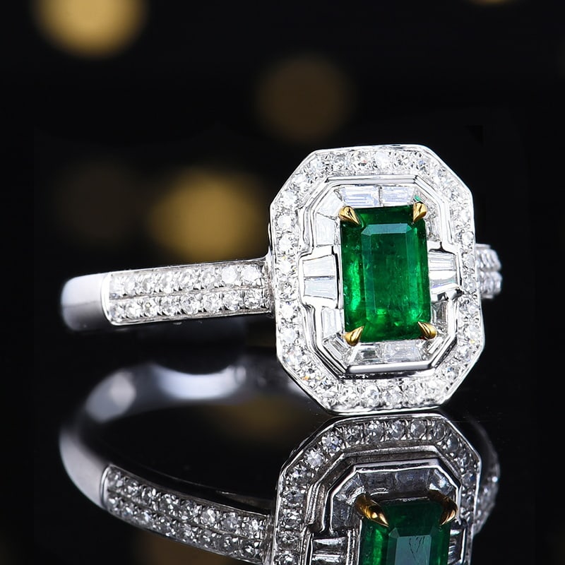 14k Gold 1.06 Ctw Vivid Green Natural Emerald & Diamond Ring - 3
