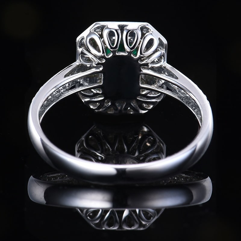 14k Gold 1.06 Ctw Vivid Green Natural Emerald & Diamond Ring - 4