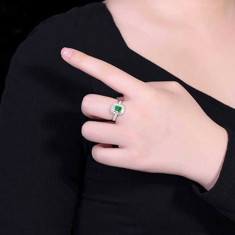 14k Gold 1.06 Ctw Vivid Green Natural Emerald & Diamond Ring - 6