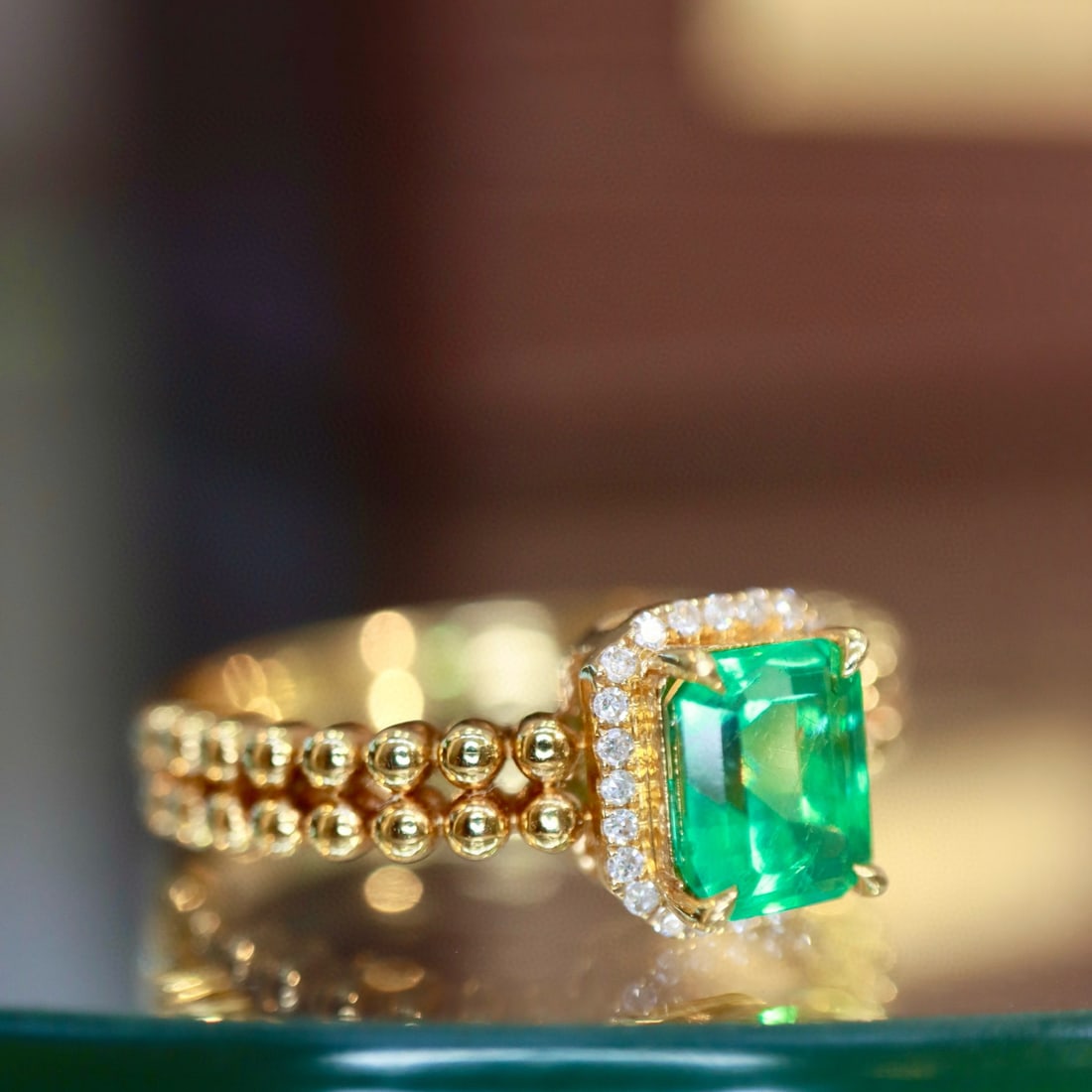 14k Gold 1.38 Ctw Natural Emerald & Diamond Ring - 3