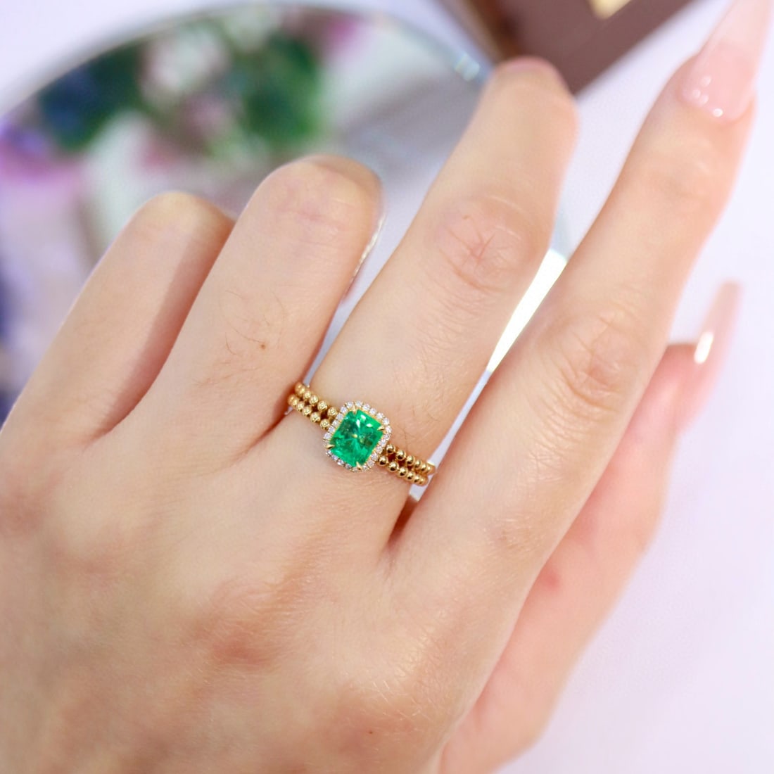 14k Gold 1.38 Ctw Natural Emerald & Diamond Ring - 4