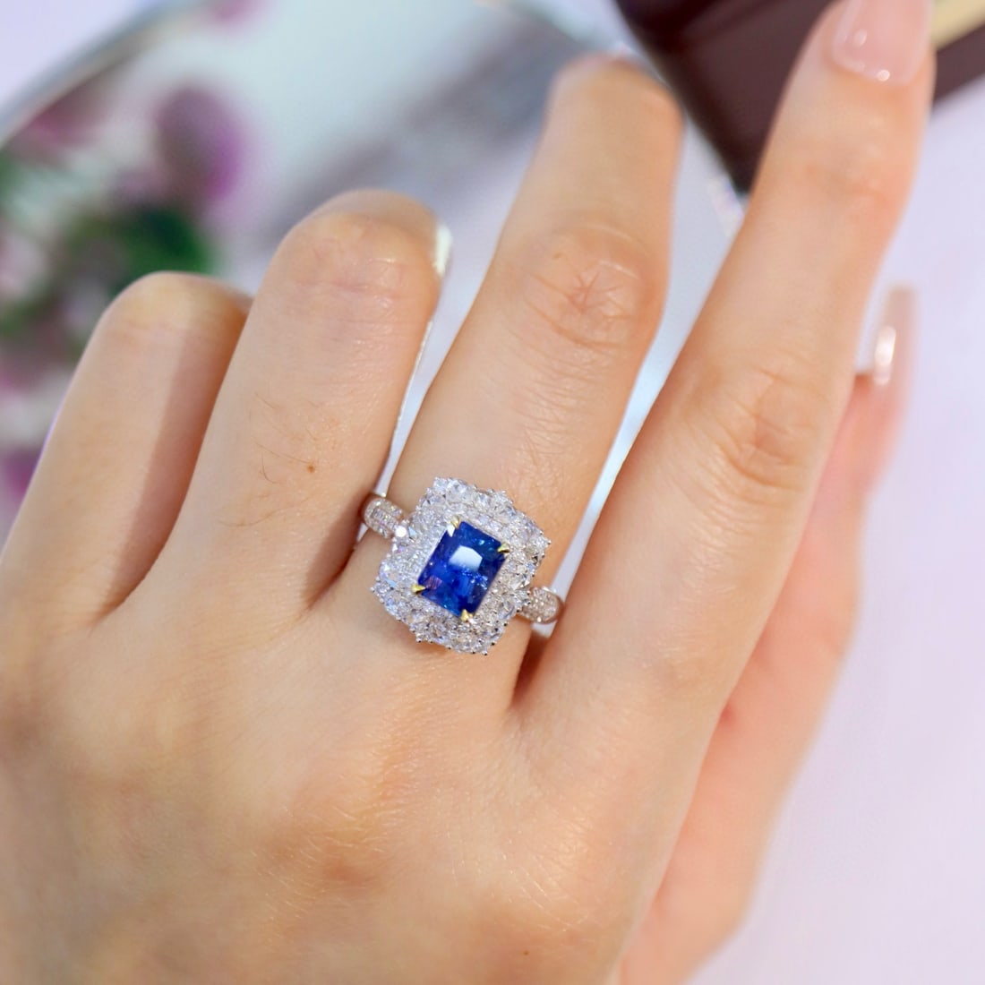 14k Gold 2.34 Ctw Natural Sapphire & Diamond Ring - 4