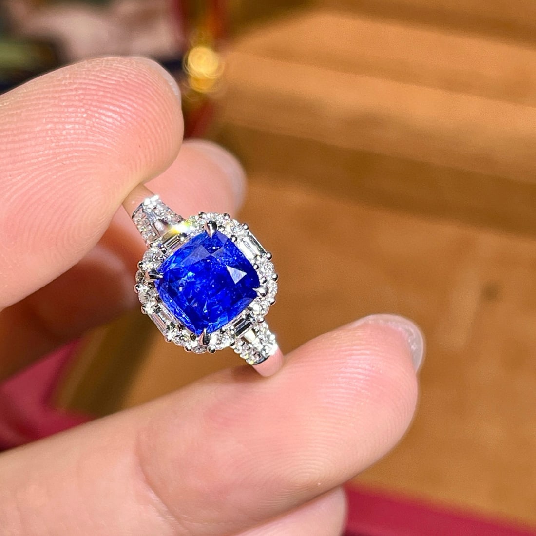 14k Gold 2.62 Ctw Natural Sapphire & Diamond Ring - 5