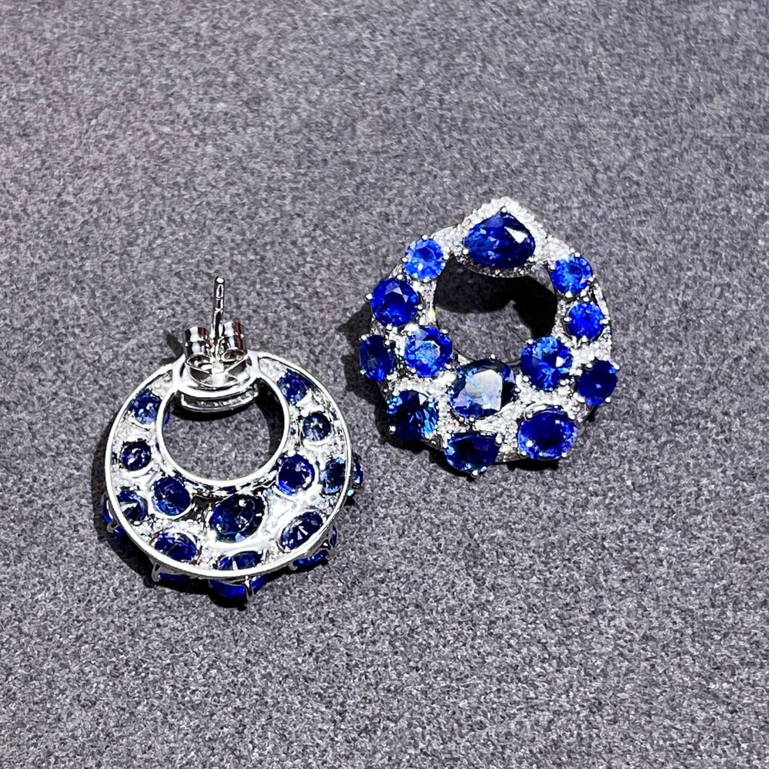 14k Gold 9.5 Ctw Natural Sapphire & Diamond Earrings - 5
