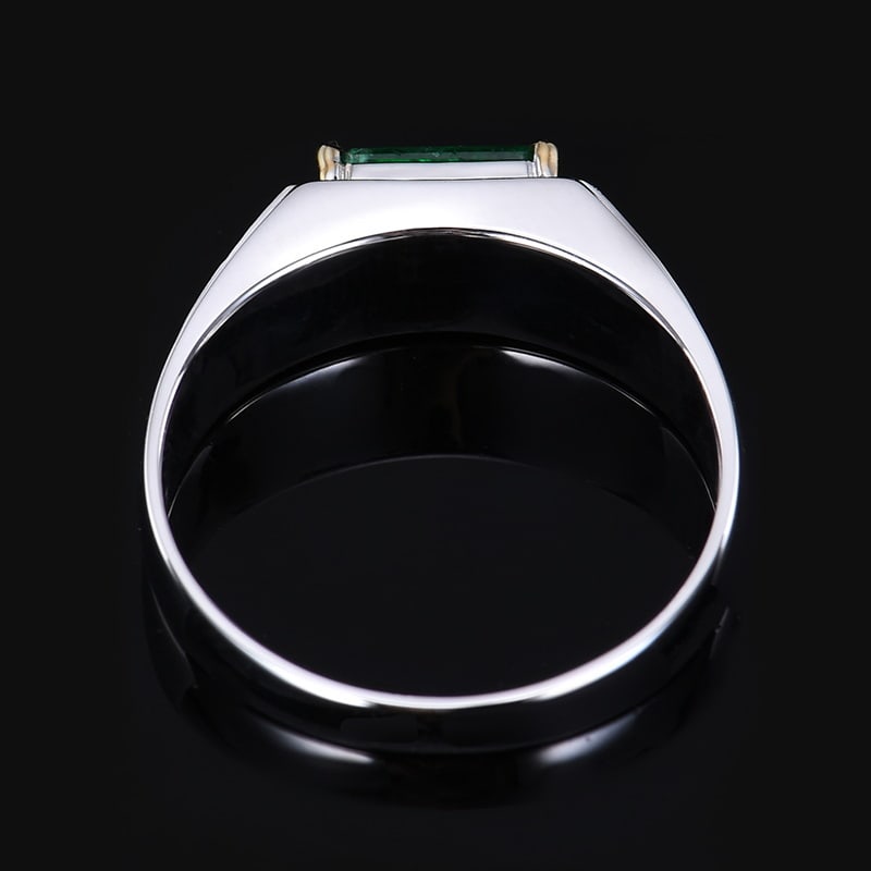 14k Gold 1.66 Ctw Vivid Green Natural Emerald & Diamond & Men¡¯s Ring - 4