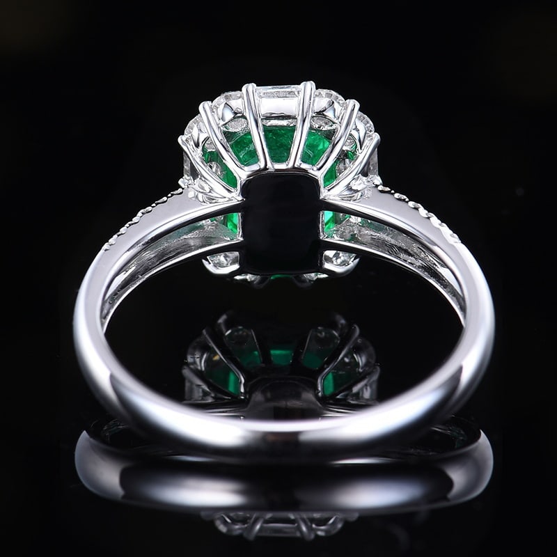 14k Gold 2.96 Ctw Vivid Green Natural Emerald & Diamond Ring - 4