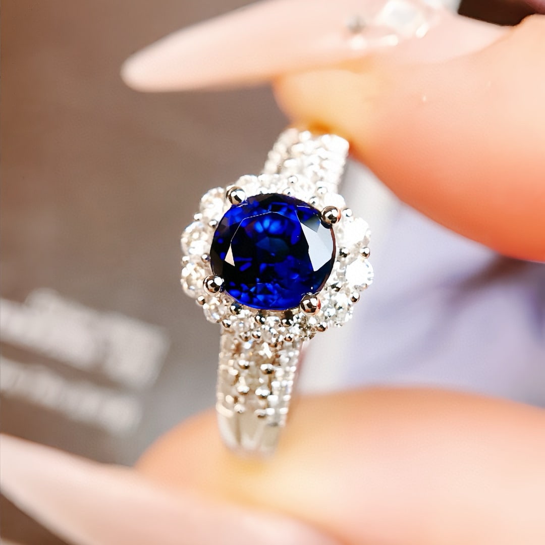 14k Gold 1.39 Ctw Natural Sapphire & Diamond Ring - 2