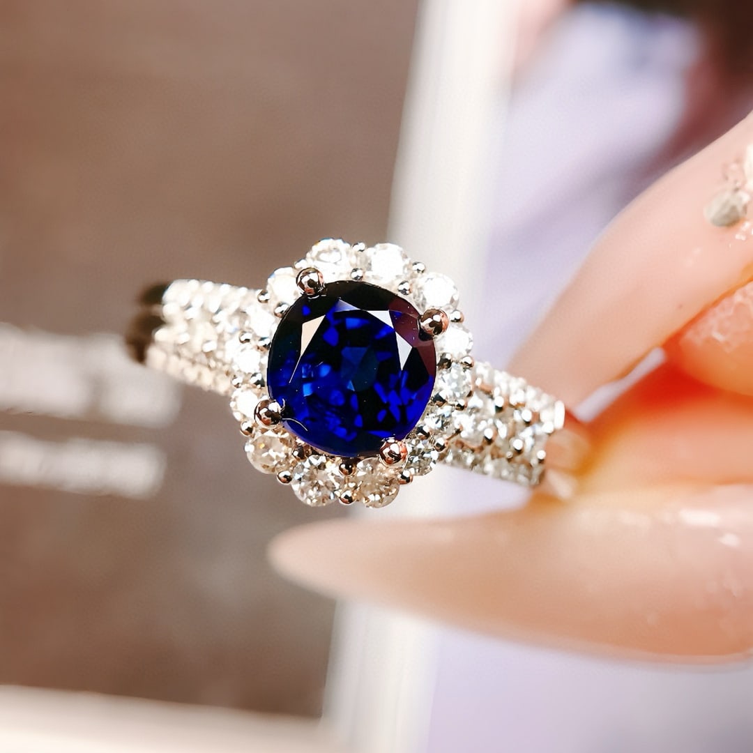 14k Gold 1.39 Ctw Natural Sapphire & Diamond Ring - 3