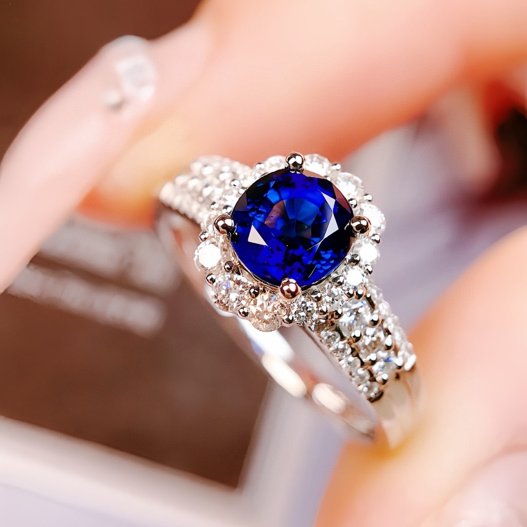 14k Gold 1.39 Ctw Natural Sapphire & Diamond Ring - 4