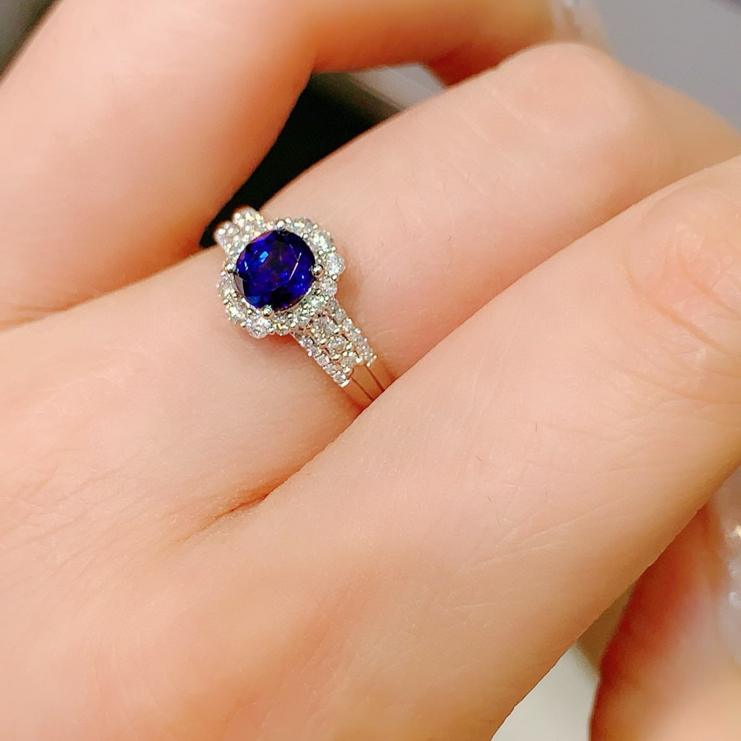 14k Gold 1.39 Ctw Natural Sapphire & Diamond Ring - 5