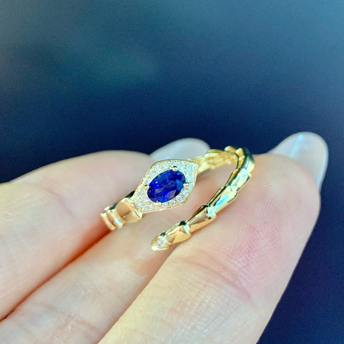 14k Gold 0.56 Ctw Natural Sapphire & Diamond Ring - 3