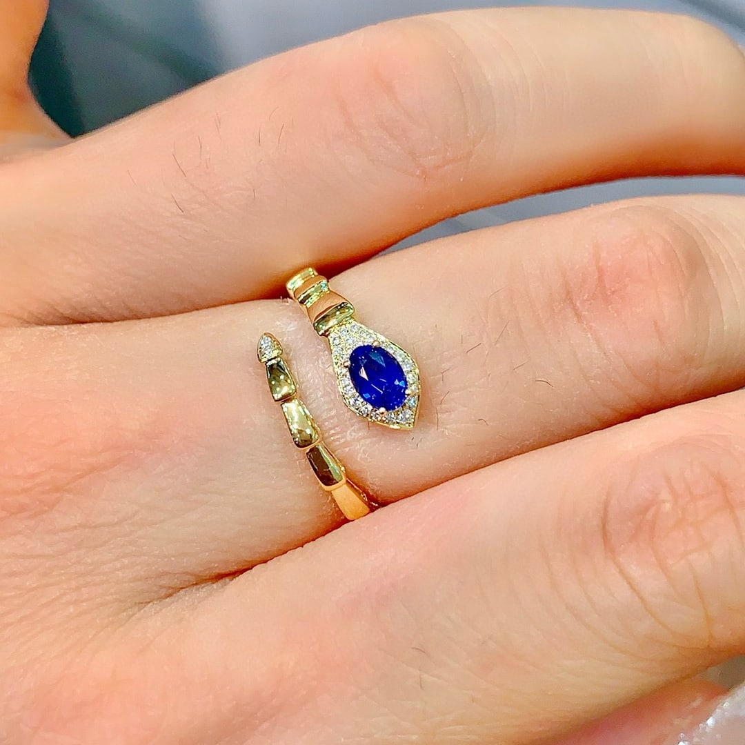 14k Gold 0.56 Ctw Natural Sapphire & Diamond Ring - 5