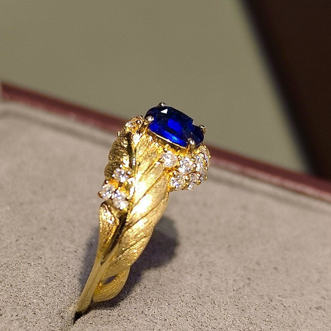 14k Gold 1.41 Ctw Natural Sapphire & Diamond Ring - 2