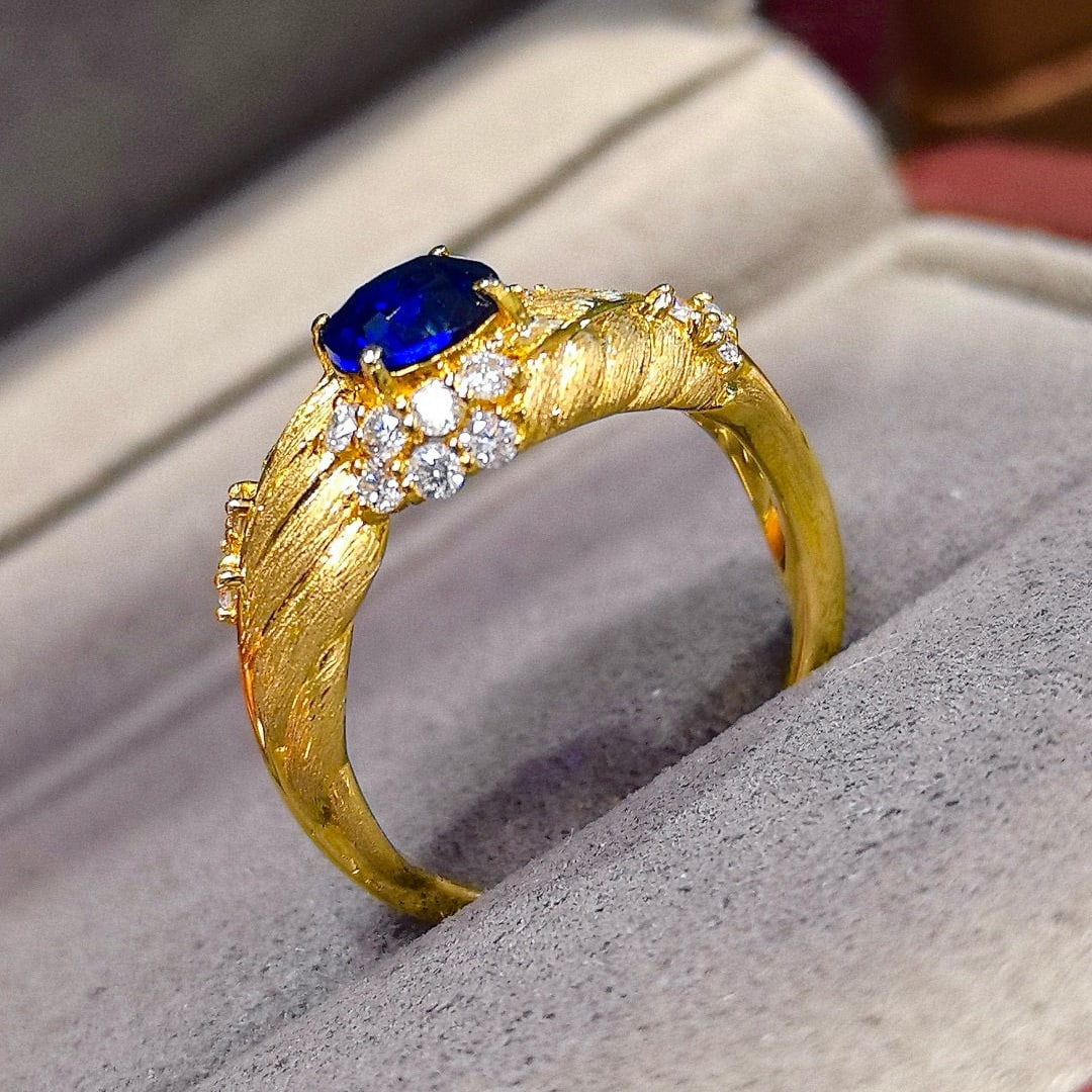 14k Gold 1.41 Ctw Natural Sapphire & Diamond Ring - 4