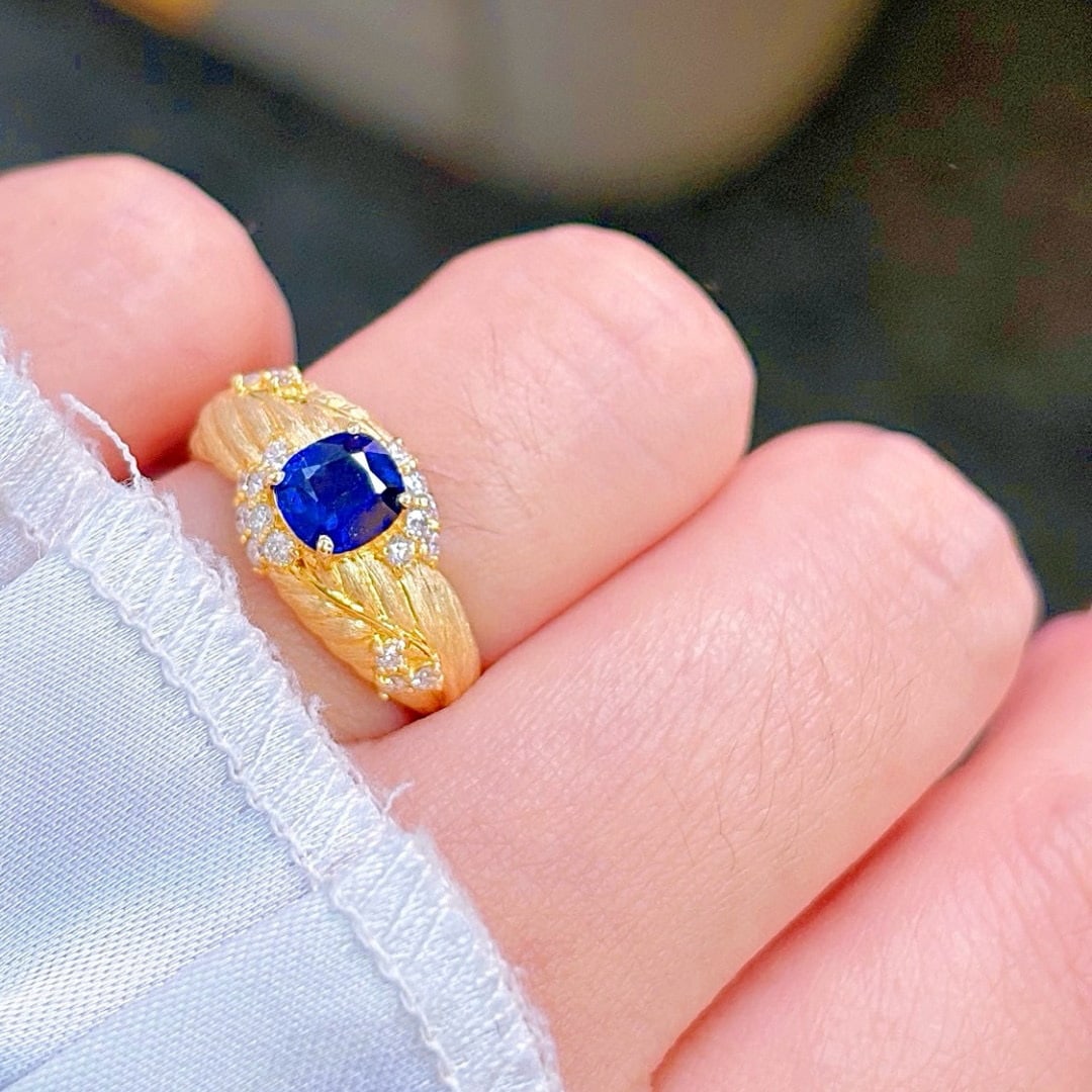 14k Gold 1.41 Ctw Natural Sapphire & Diamond Ring - 6