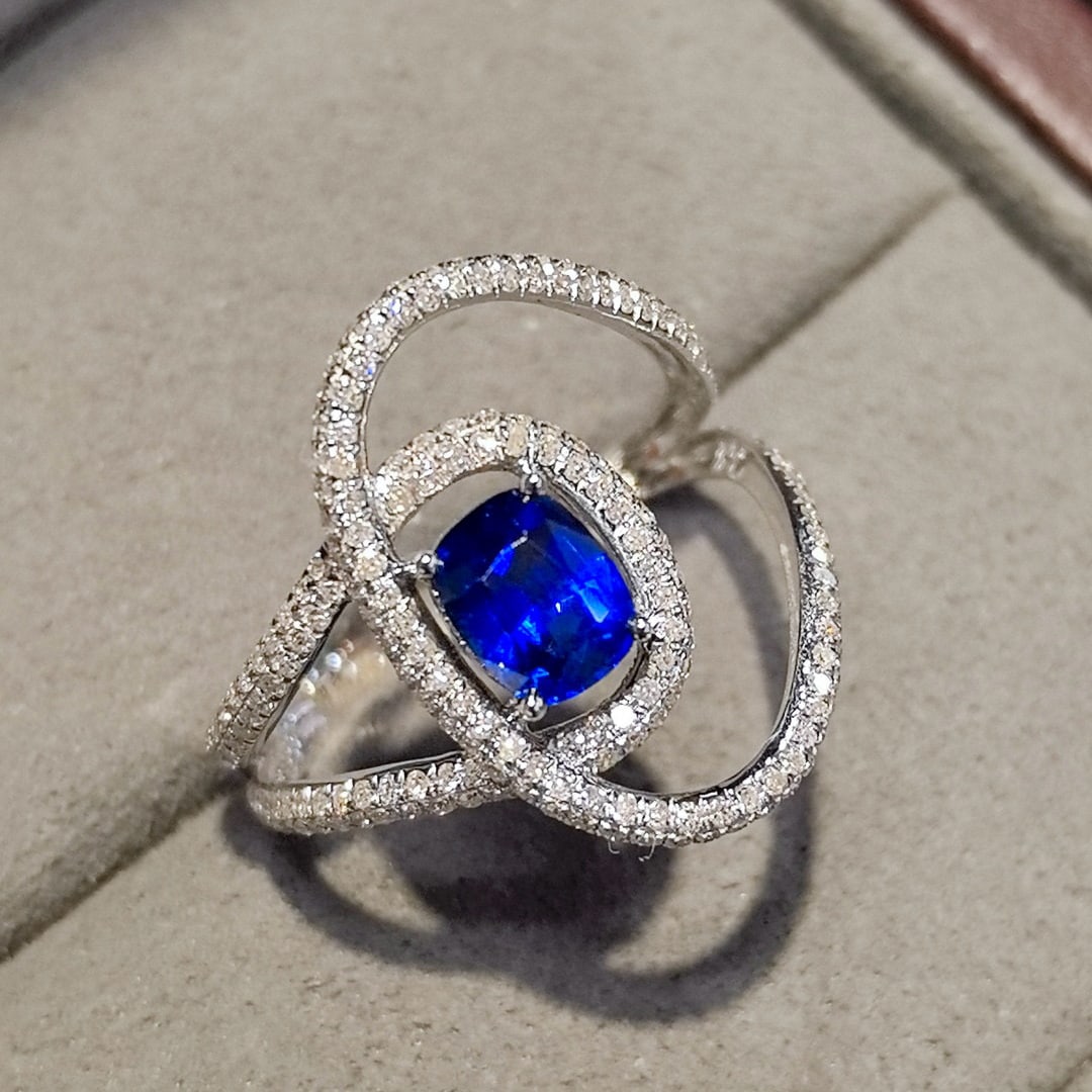 14k Gold 1.71 Ctw Natural Sapphire & Diamond Ring - 2