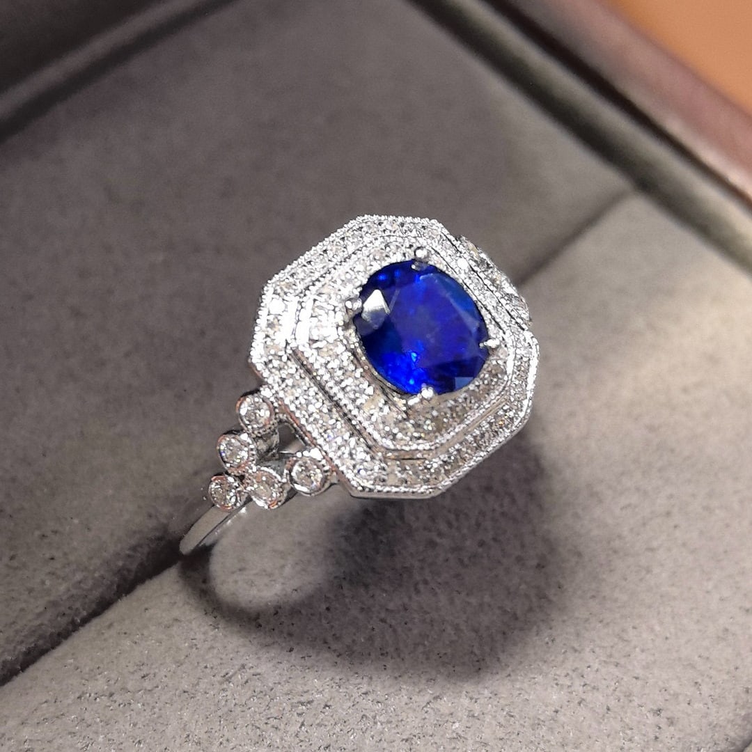 14k Gold 1.28 Ctw Natural Sapphire & Diamond Ring - 2