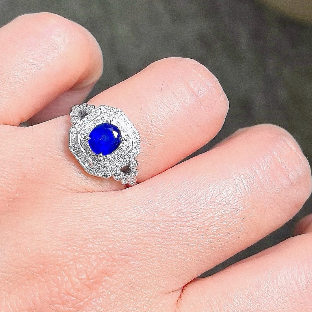 14k Gold 1.28 Ctw Natural Sapphire & Diamond Ring - 5