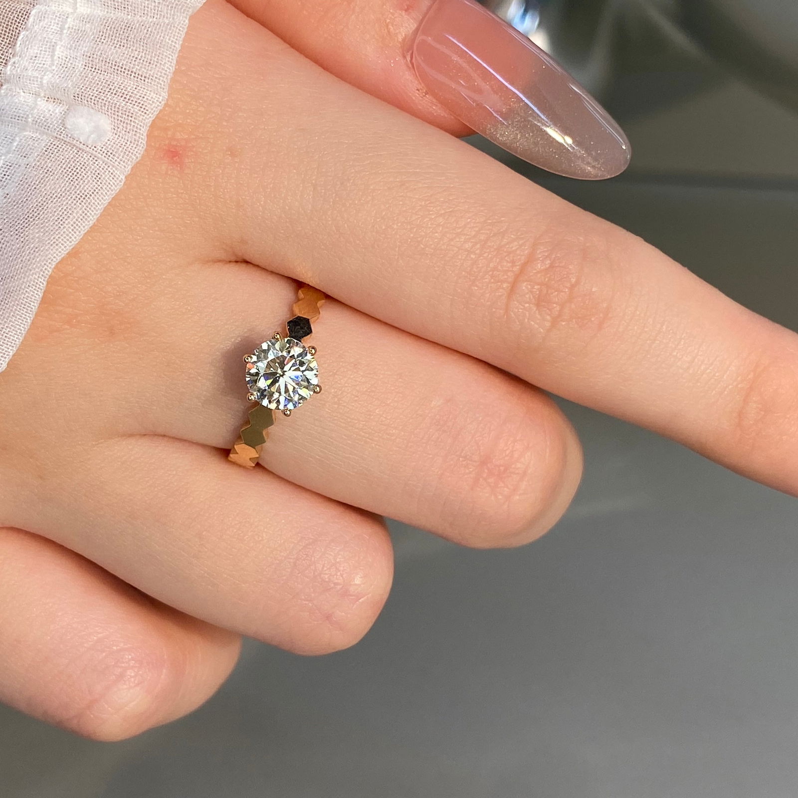 14k Gold 1 Ct Natural H Diamond Ring - 7