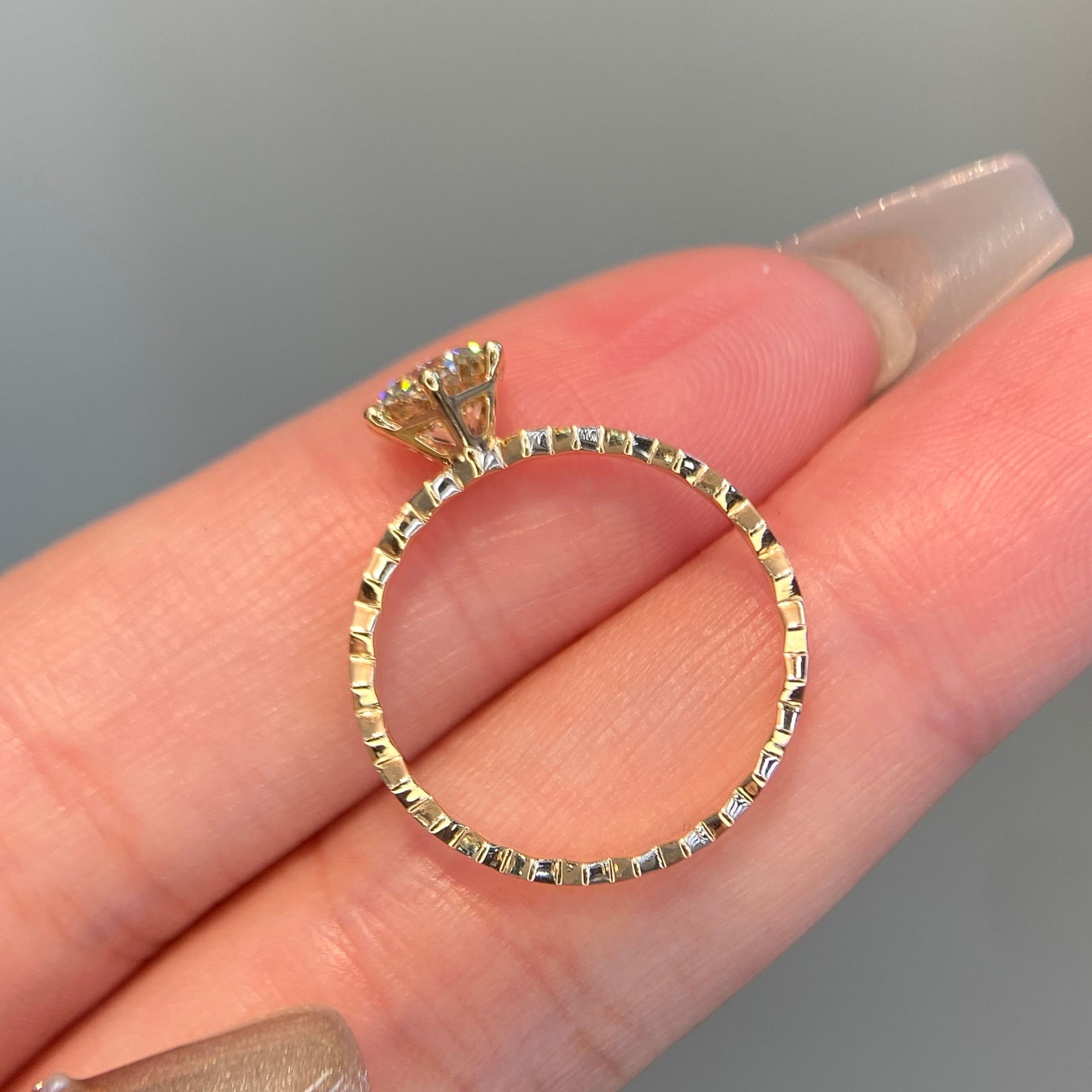 14k Gold 1 Ct Natural H Diamond Ring - 8