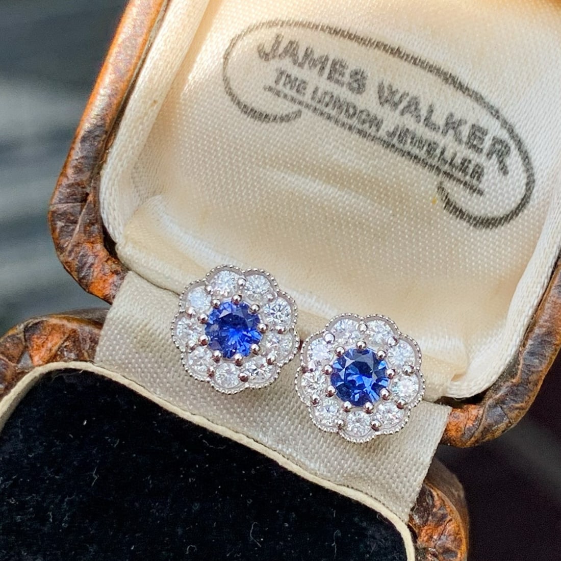 14k Gold 0.98 Ctw Natural Sapphire & Diamond Earrings - 3