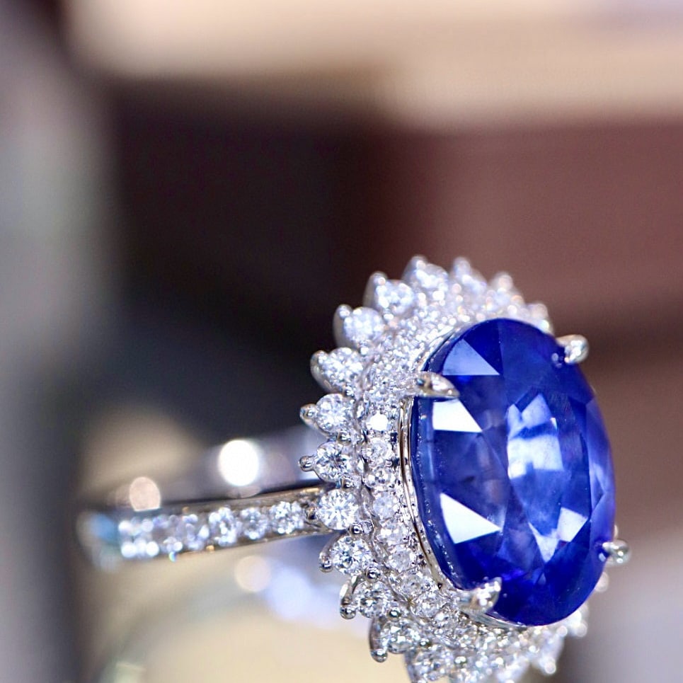 14k Gold 5.06 Ctw Natural Sapphire & Diamond Ring - 2