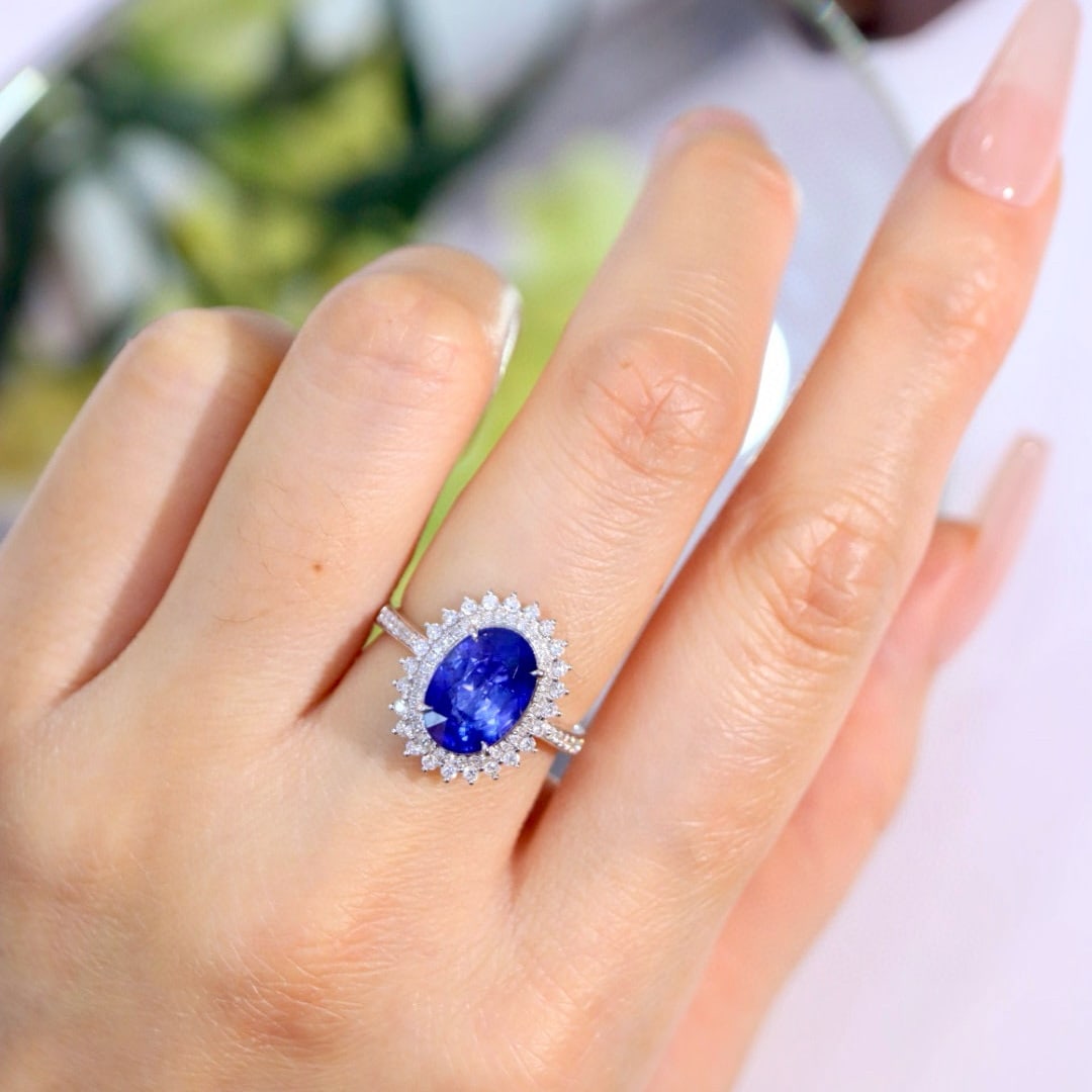 14k Gold 5.06 Ctw Natural Sapphire & Diamond Ring - 3